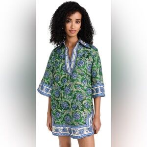Zimmermann Junie Tunic Dress in Green Linen